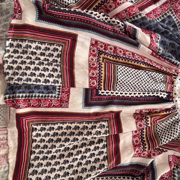 Beulah oversize boho flowy multiprint patchwork pullover blouse size S - Picture 9 of 13